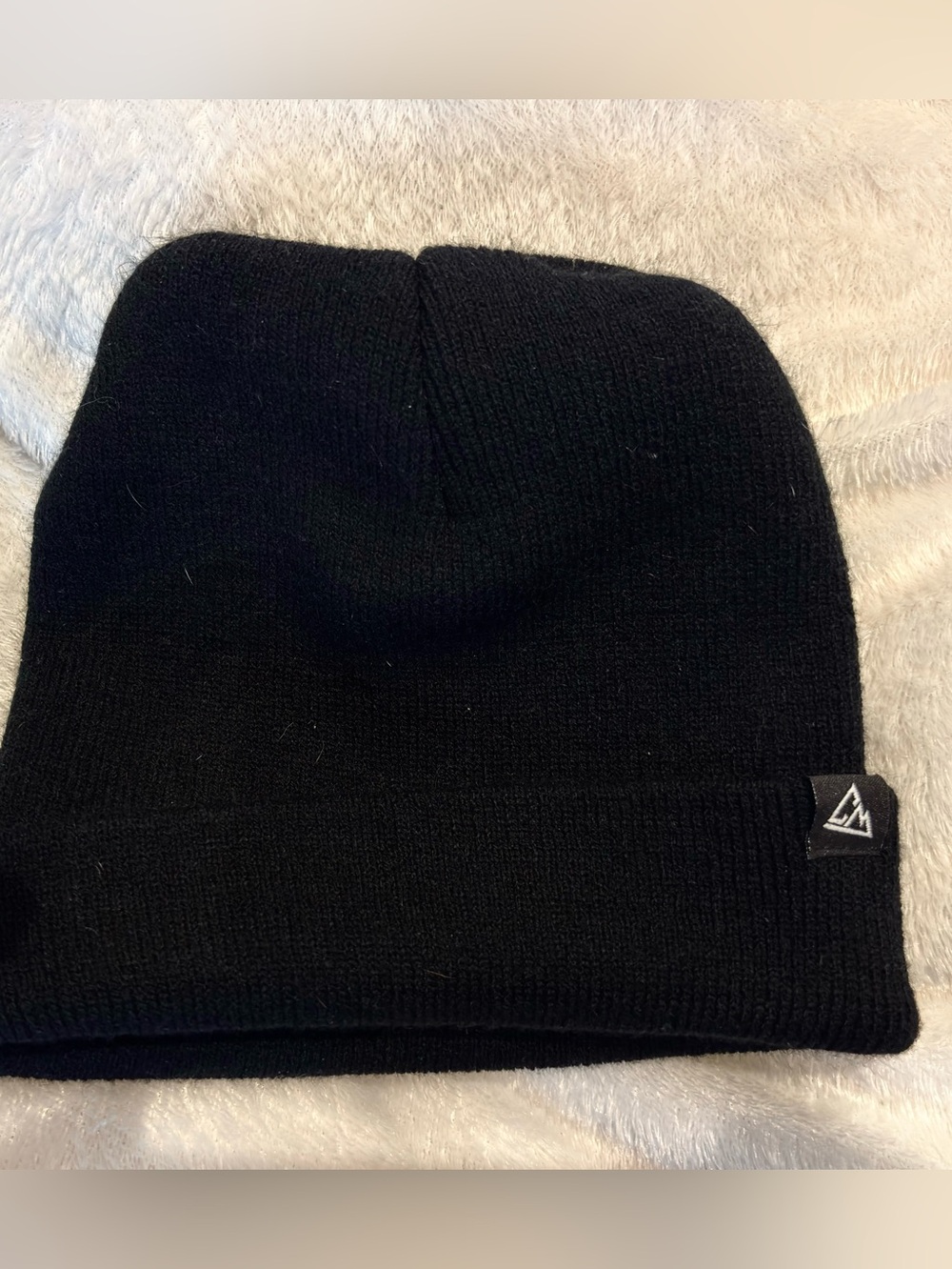 Chillmaster Black Knit Beanie with Subtle Triangle Logo - Women Accessories Hat